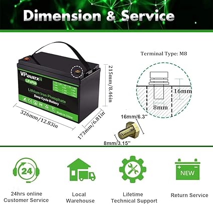 Batterie au lithium LiFePO4 12 V 100 Ah | VPauexii |