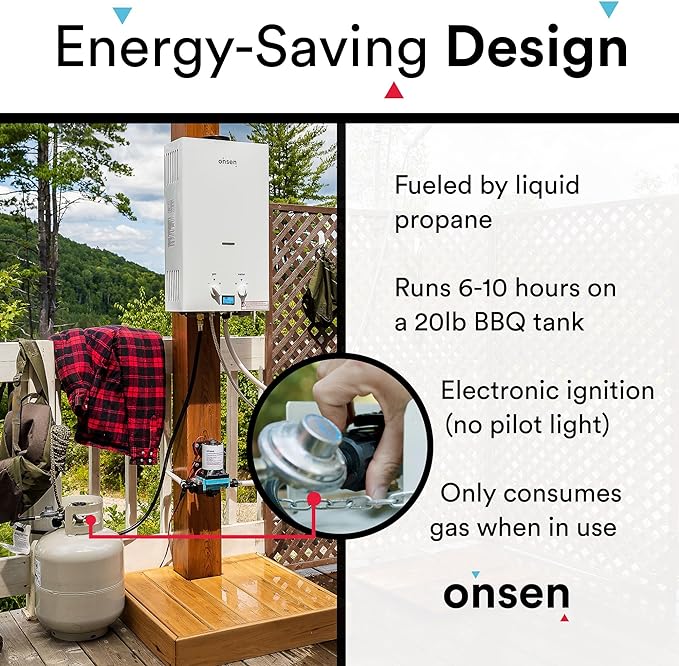 Onsen Chauffe-eau portable au propane | 10L | sans réservoir