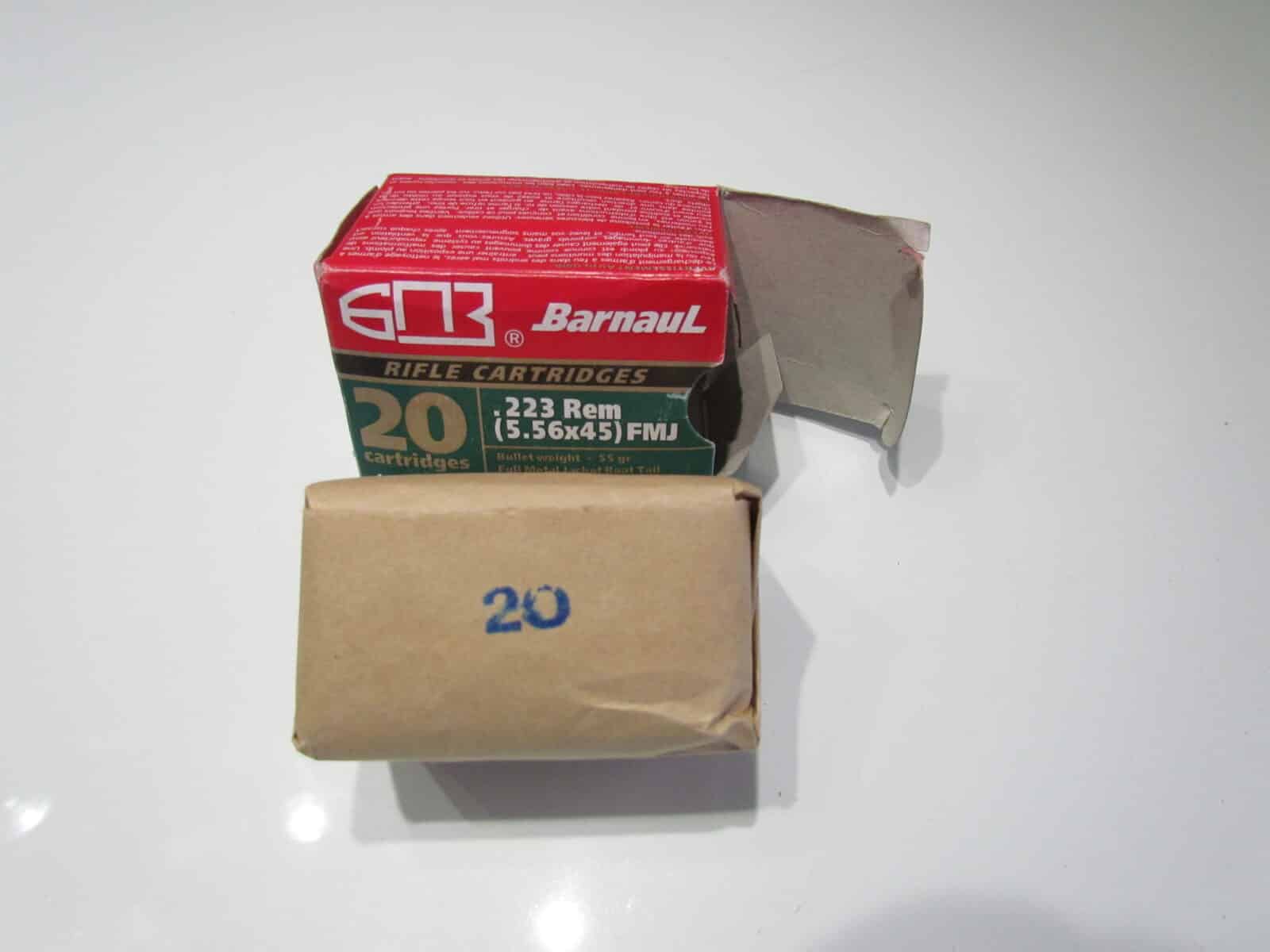 Une boite de 20 Munition .223 REM 55 gr marque Barnaul