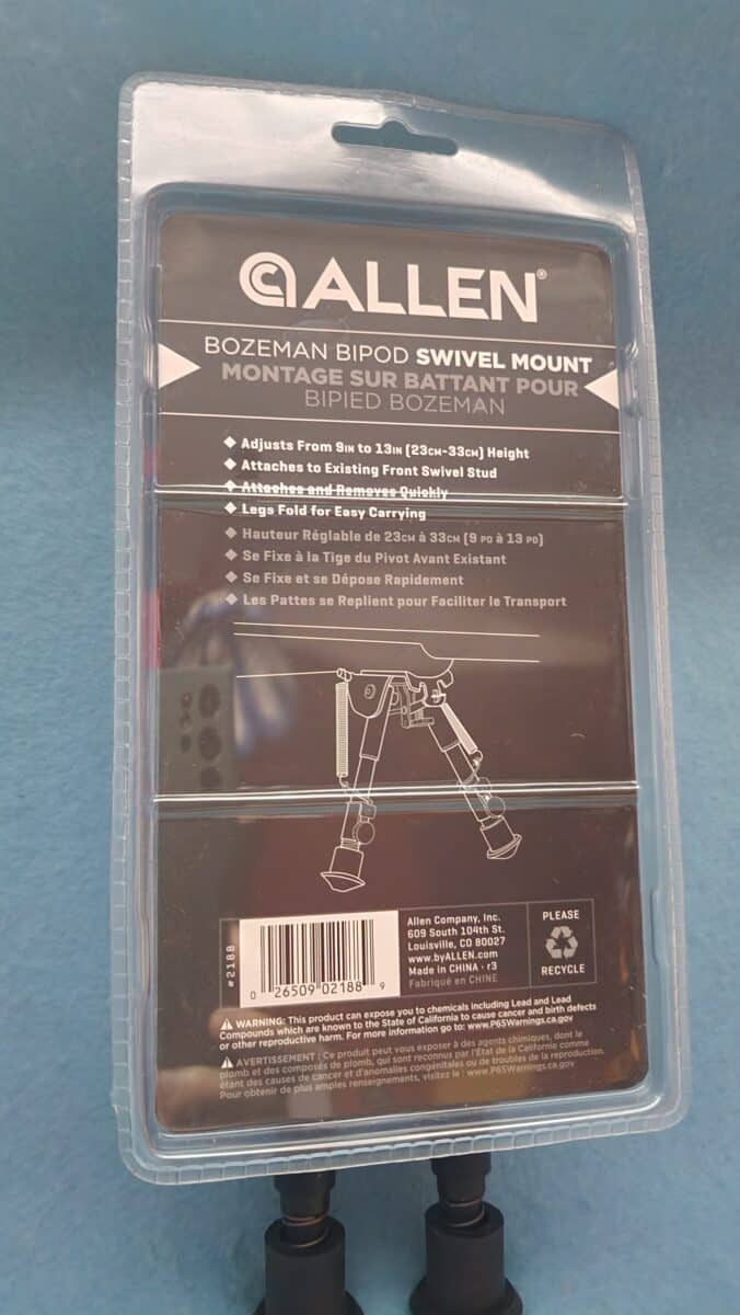 Allen Bozeman Bipod Swivel Mount 9 »-13 » inchs